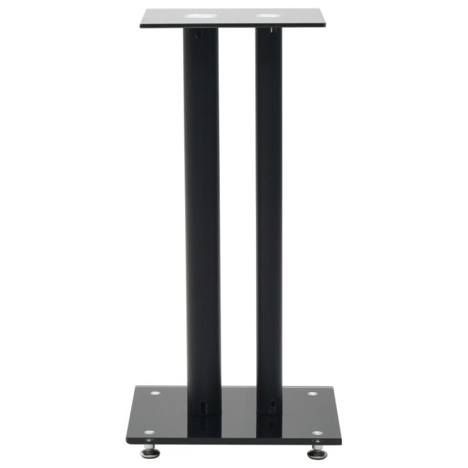 Speaker Stands 2 pcs Tempered Glass Design – Black, 2 pillars