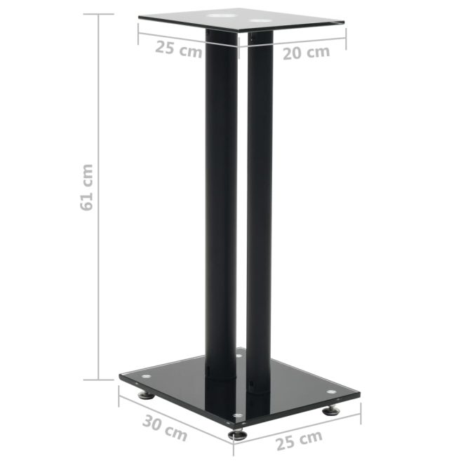 Speaker Stands 2 pcs Tempered Glass Design – Black, 2 pillars