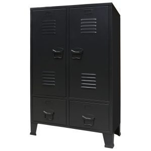 Wardrobe Metal Industrial Style 67x35x107 cm – Black