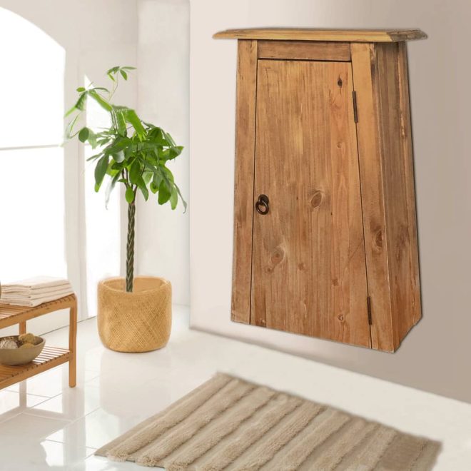 Bathroom Wall Cabinet Solid Recycled Pinewood 42x23x70 cm