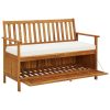 Garden Storage Bench Solid Acacia Wood – 120x63x84 cm, Brown and White