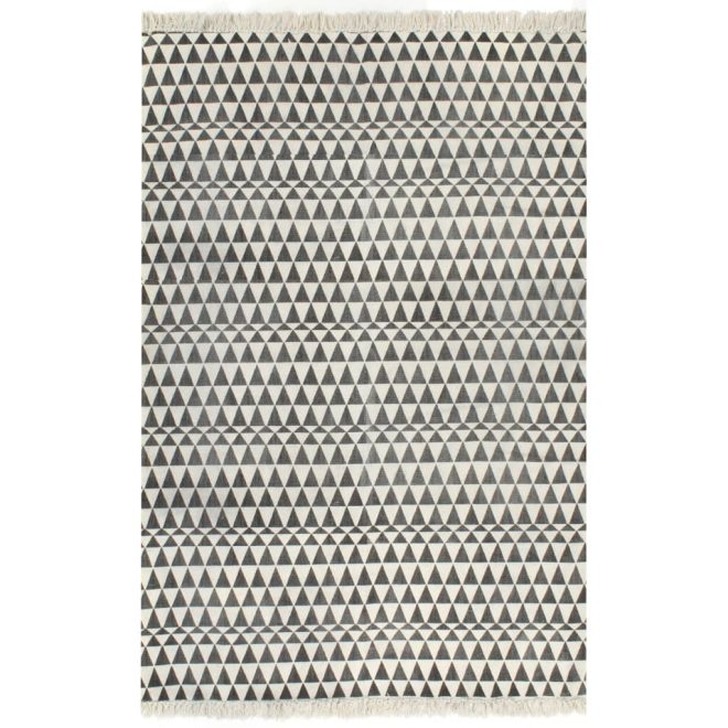 Kilim Rug Cotton with Pattern Black/White – 120×180 cm