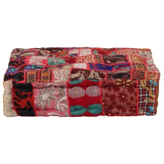 Patchwork Pouffe Square Cotton Handmade 50x50x12 cm