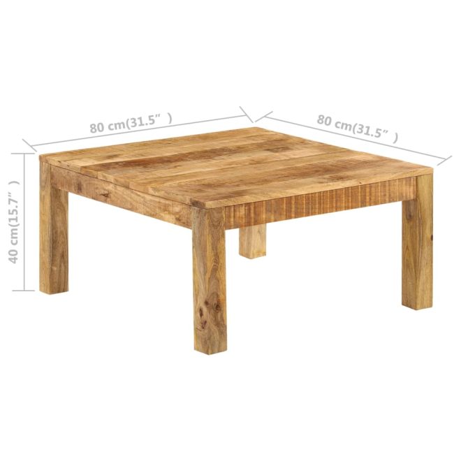 Coffee Table – 80x80x40 cm, Solid Mango Wood