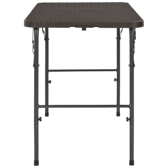 Folding Garden Table Brown 120x60x74 cm HDPE Rattan Look