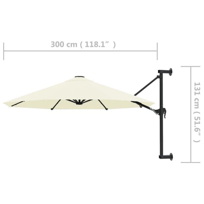 Wall-Mounted Parasol with Metal Pole 300 cm – Sand