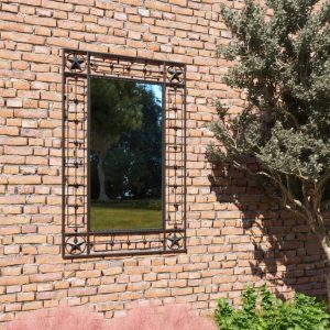 Garden Wall Mirror Rectangular Black – 50×80 cm