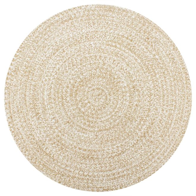 Handmade Rug Jute White and Natural – 90 cm