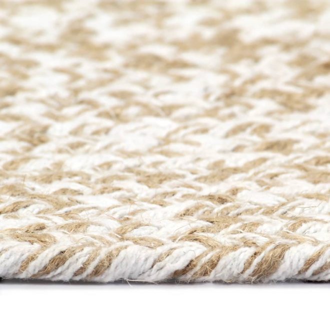 Handmade Rug Jute White and Natural – 90 cm