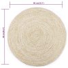 Handmade Rug Jute White and Natural – 90 cm