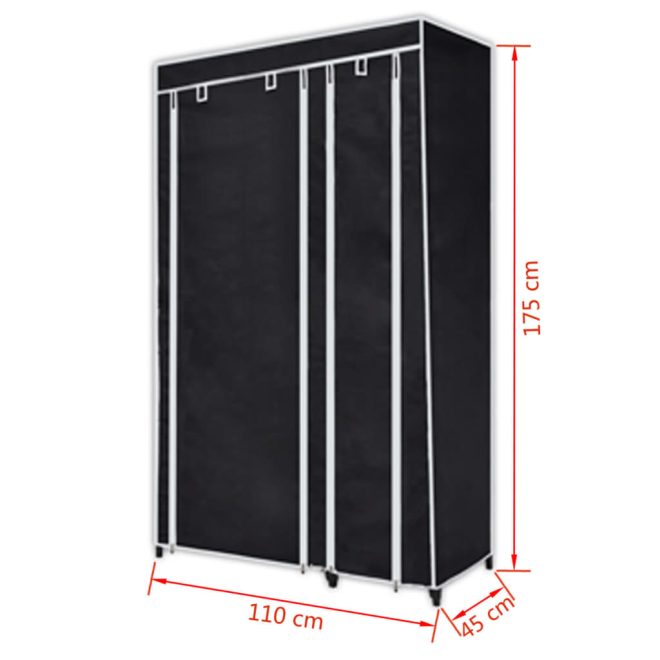 Folding Wardrobe 110 x 45 x 175 cm – Black, 2