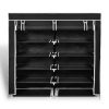 Fabric Shoe Cabinet with Cover 115 x 28 x 110 cm – Black