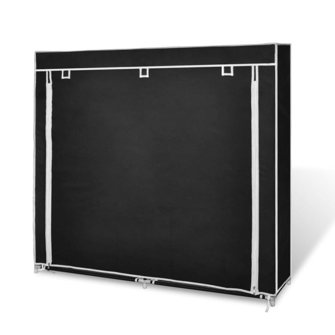 Fabric Shoe Cabinet with Cover 115 x 28 x 110 cm – Black