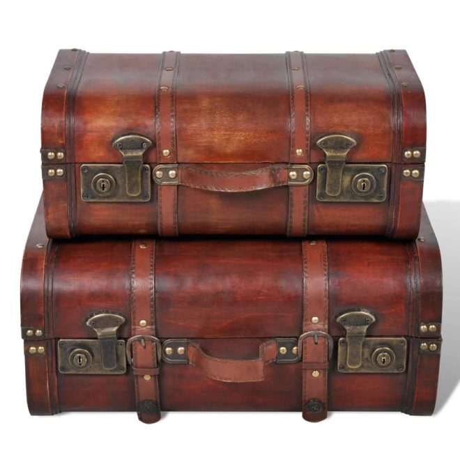 Wooden Treasure Chests 2 pcs Vintage Brown