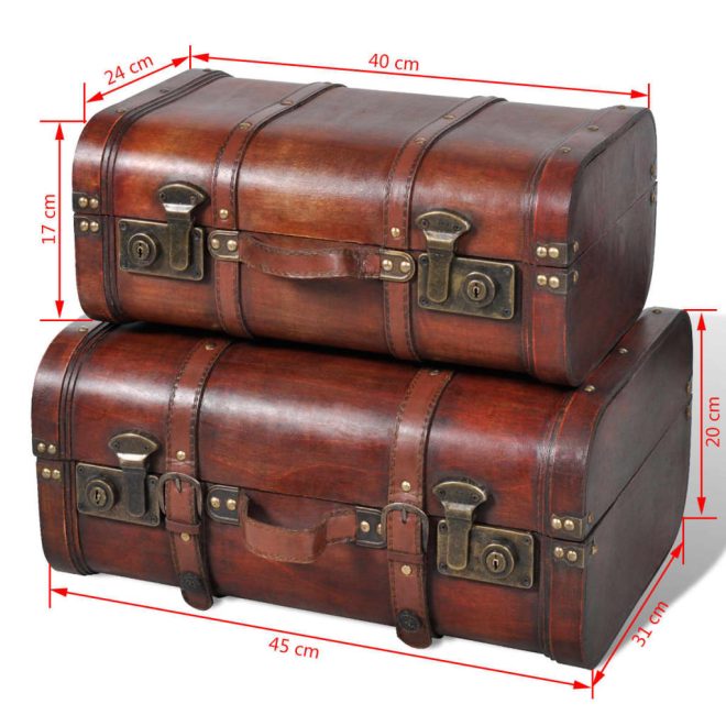 Wooden Treasure Chests 2 pcs Vintage Brown