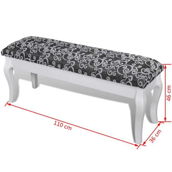 Cushioned Hocker for Dressing Table 2-Seater 110 cm – Black