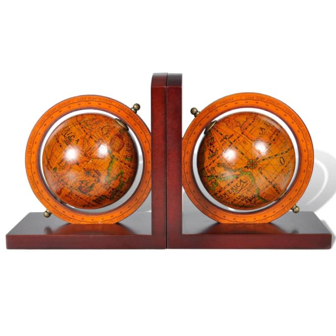 Bookstand World Map Globe Bookend Classic A Pair