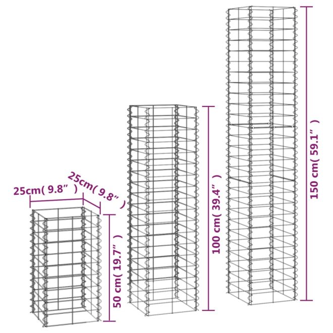 6 Piece Gabion Set Galvanised Wire