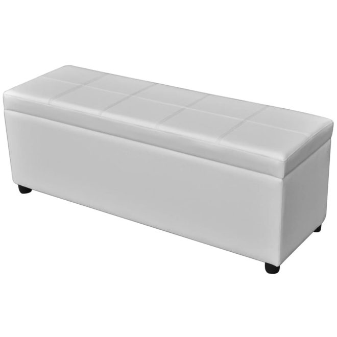 Long Storage Bench Wood – White