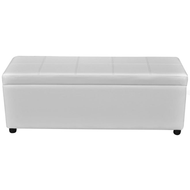 Long Storage Bench Wood – White