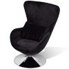 Swivel Egg Chair with Cushion Small Velvet – Black