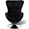 Swivel Egg Chair with Cushion Small Velvet – Black