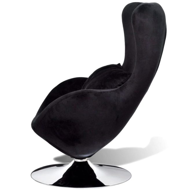 Swivel Egg Chair with Cushion Small Velvet – Black