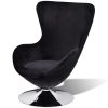 Swivel Egg Chair with Cushion Small Velvet – Black