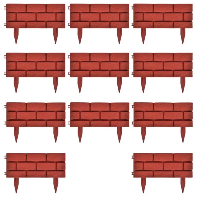 Lawn Divider with Brick Design 11 pcs