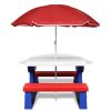 Kids’ Picnic Table with Benches and Parasol Multicolour