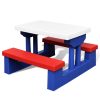 Kids’ Picnic Table with Benches and Parasol Multicolour