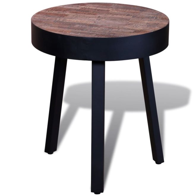 End Table Round Reclaimed Teak Wood