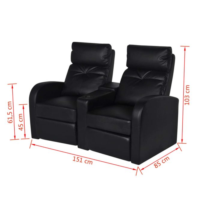 Hauppauge Recliner 2-seat Artificial Leather – Black