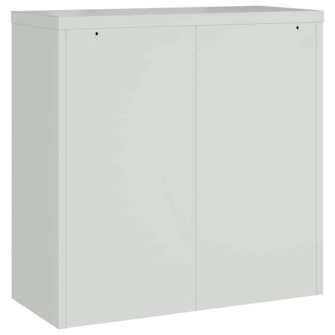 Office Cabinet with 2 Doors Grey Steel – 90x40x90 cm, Grey