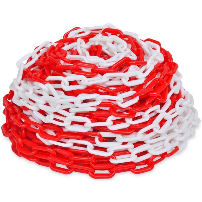 Plastic Warning Chain – 30 m 6 mm, Red and White