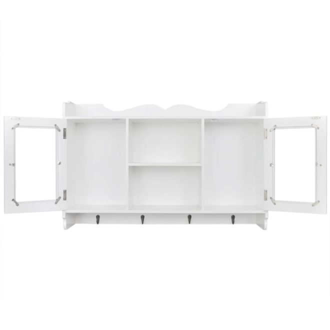 Wall Cabinet Display Shelf Book/DVD/Glass Storage White MDF