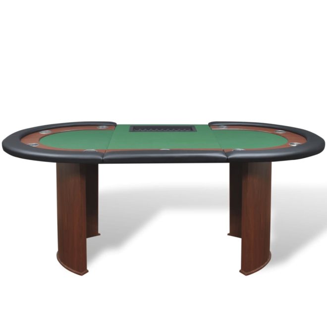 10-Player Poker Table with Dealer Area and Chip Tray – Green