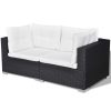 10 Piece Garden Lounge Set with Cushions Poly Rattan – Black