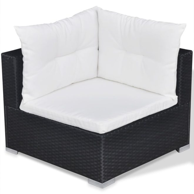 10 Piece Garden Lounge Set with Cushions Poly Rattan – Black