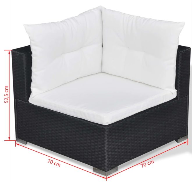 10 Piece Garden Lounge Set with Cushions Poly Rattan – Black