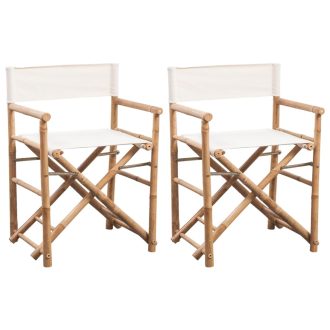 Folding Director’s Chair 2 pcs Bamboo and Canvas