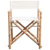 Folding Director’s Chair 2 pcs Bamboo and Canvas – White