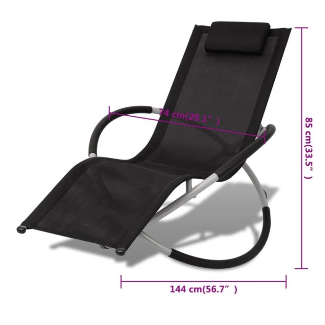 Outdoor Geometrical Sun Lounger Steel and – Black and Grey