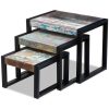 Three Piece Nesting Tables – MULTICOLOUR, Solid Reclaimed Wood