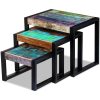 Three Piece Nesting Tables – MULTICOLOUR, Solid Reclaimed Wood