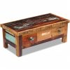 Coffee Table Drawers Solid Reclaimed Wood 90x45x35 cm – MULTICOLOUR