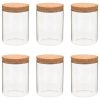 Storage Glass Jars with Cork Lid 6 pcs – 650 ml