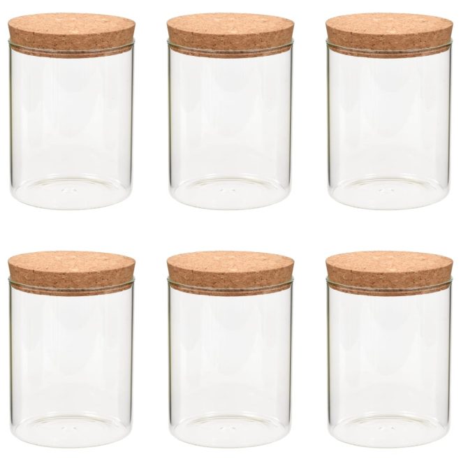 Storage Glass Jars with Cork Lid 6 pcs – 650 ml