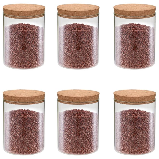 Storage Glass Jars with Cork Lid 6 pcs – 650 ml