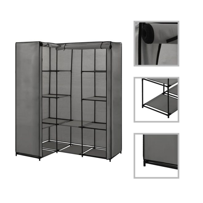 Corner Wardrobe 130x87x169 cm – Grey